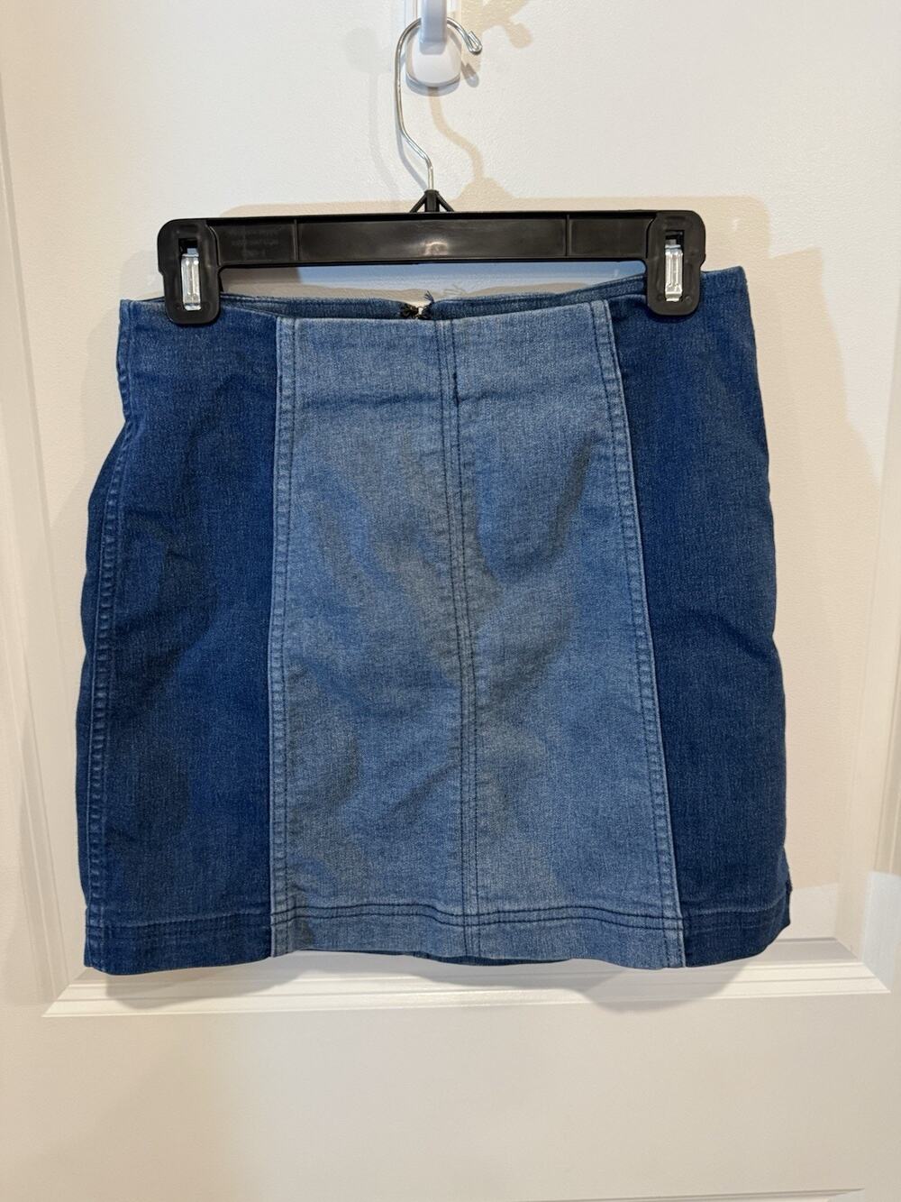 Free People Contrasting Denim Skirt Mini Stretch Skirt Boho Women’s Sz 6